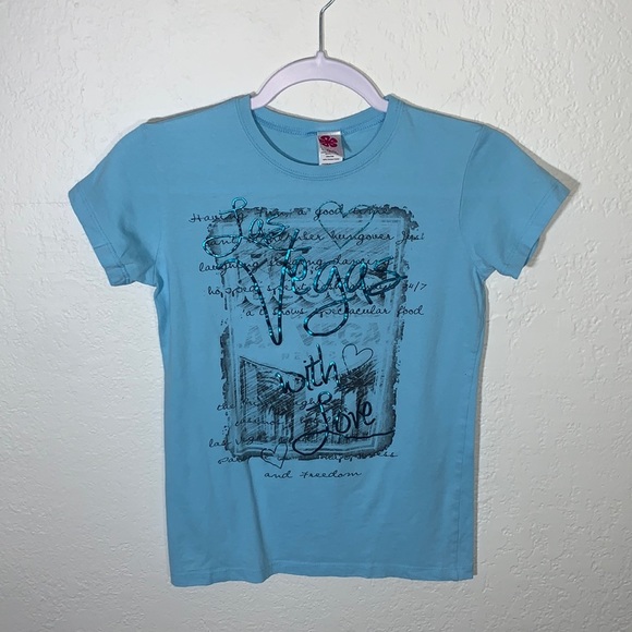 Vegas Girl Las Vegas with Love Blue T Shirt Size Small - Picture 6 of 6